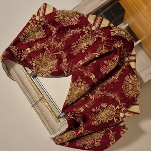Waverly Burgundy and Gold Floral   Valance Curtains